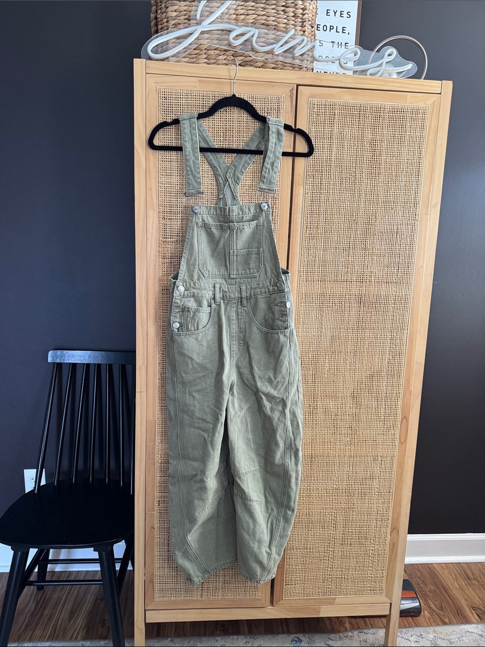 Free People Olive Green Utility Overalls
